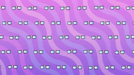 animación de iconos de gafas en fondo rosado