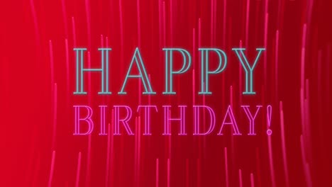 Animation-of-happy-birthday-text-over-looping-lines-against-red-background