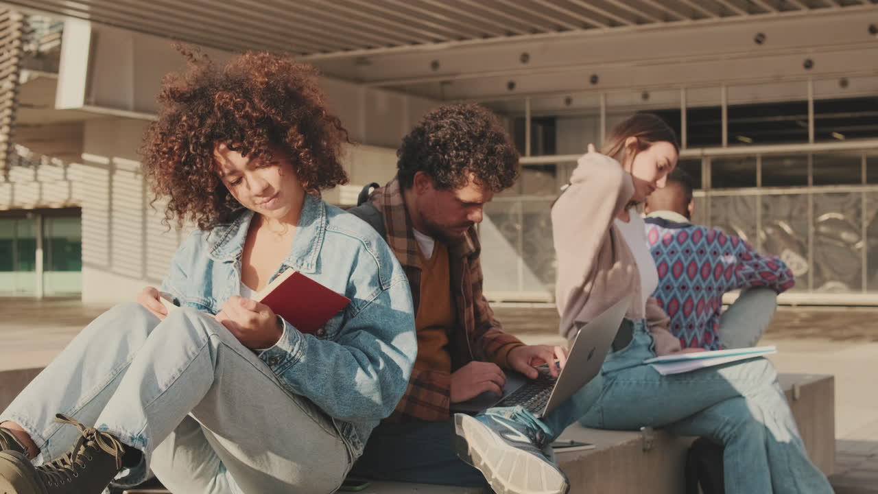 Students Studying Together on Campus