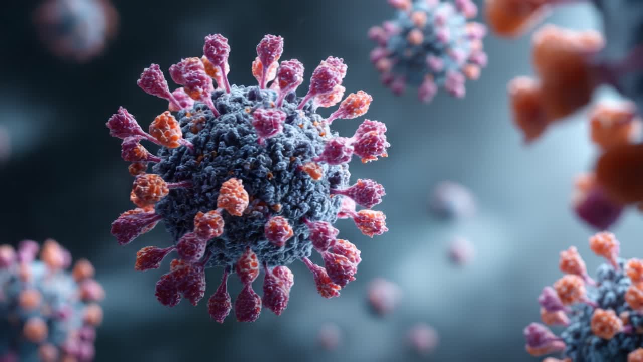 Esplorando l'Intricata Struttura di un Virus: Immagini Accattivanti che Mostrano Dettagli Microscopici di Particelle Virali in Ambienti Dinamici