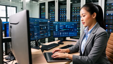 female it professional working in a data center