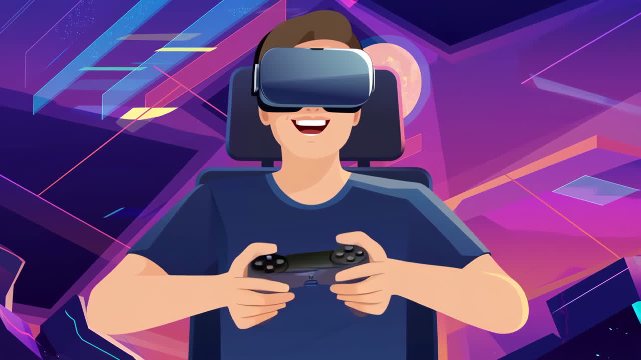 Happy person enjoying virtual reality gaming