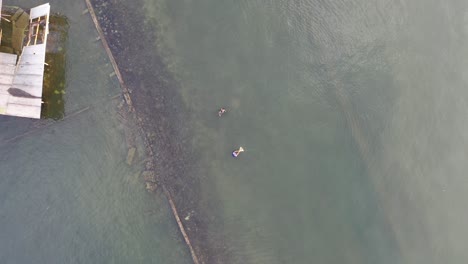 aerial view of fishermen at sea