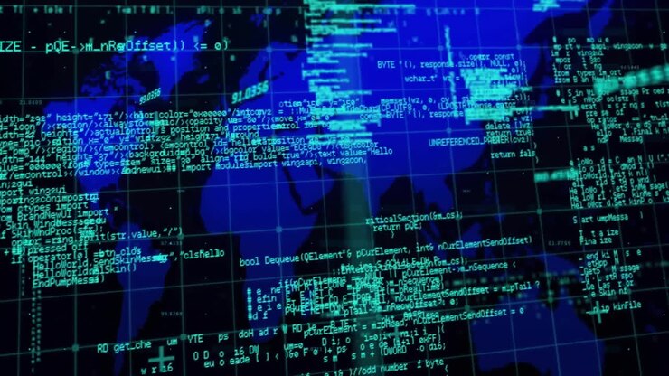Animation of financial data processing over world map