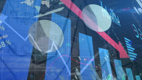 animación del procesamiento de datos estadísticos contra un fondo azul