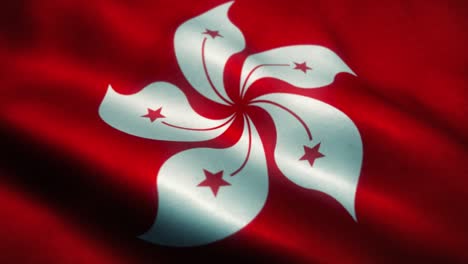 hong kong flag waving in the wind. national flag of hong kong. sign of hong kong seamless loop animation. 4k