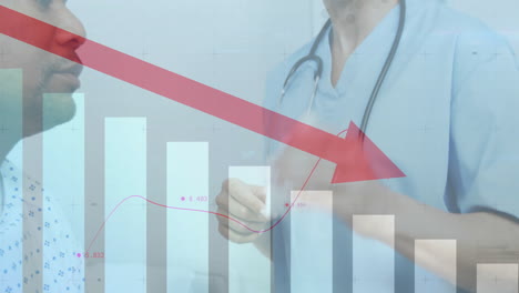 healthcare data analysis animation over doctor explaining results to patient