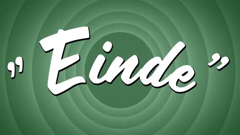 Animation-of-einde-text-over-vintage-green-circles