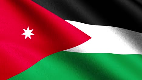 bucle sin costura 4k vdo. bandera nacional de jordania soplando en el viento aislado. diseño abstracto patriótico oficial. ilustración de renderización 3d del símbolo de señal de agitación.