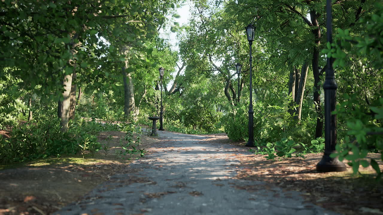 Park Pathway in Sunny Day