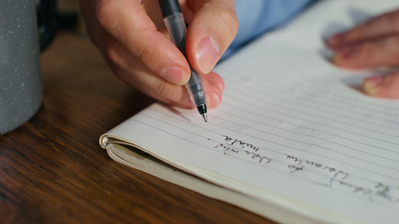 Person taking notes in a notebook
