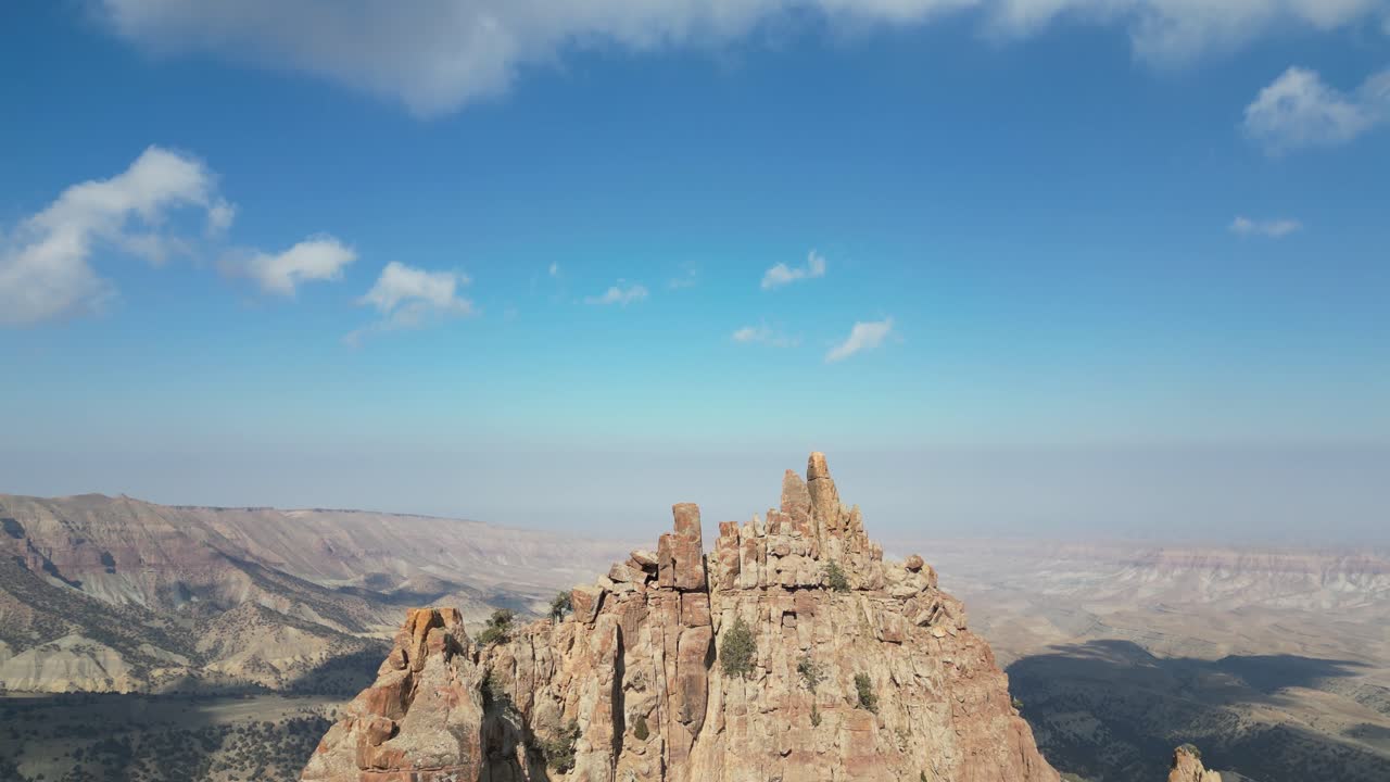 Siah Koh mountains Afghanistan Drone Aerial flight over wilderness and arid, remote barren desert ridges, Badghis