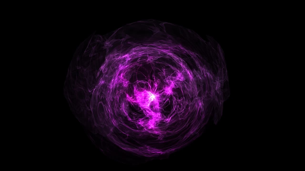 Animation of Abstract round luminous object. The color of the energy wave is pink.