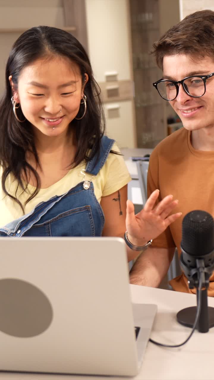 Podcast recording with two people