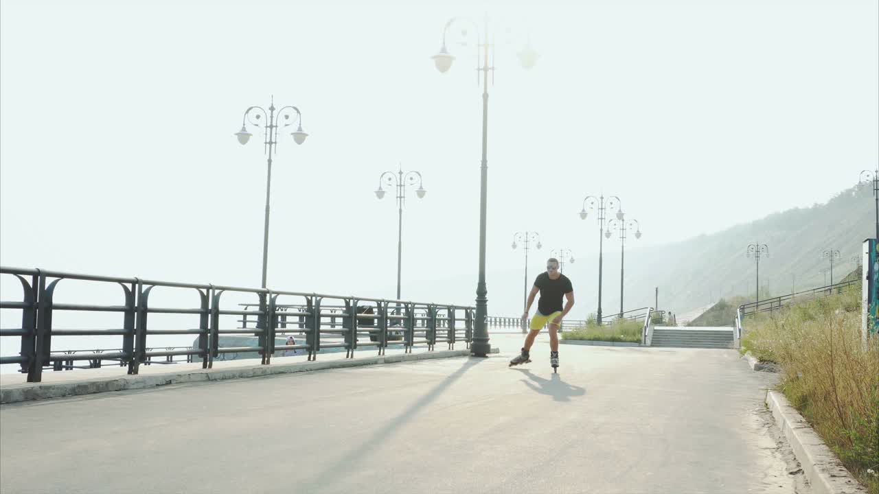 Man Rollerblading on a Coastal Path