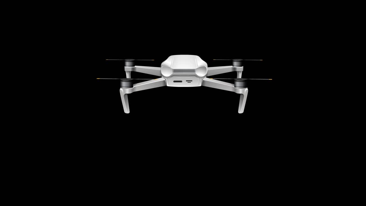 A sleek drone gracefully maneuvers in a seamless loop, showcasing smooth transitions and elegant motion against a stark black backdrop