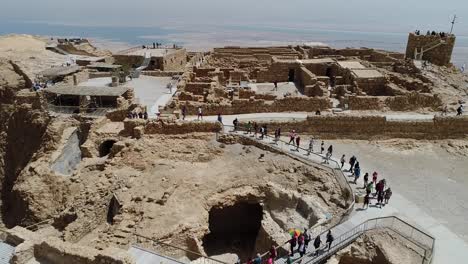 aerial view of masada, in judea desert, israel.