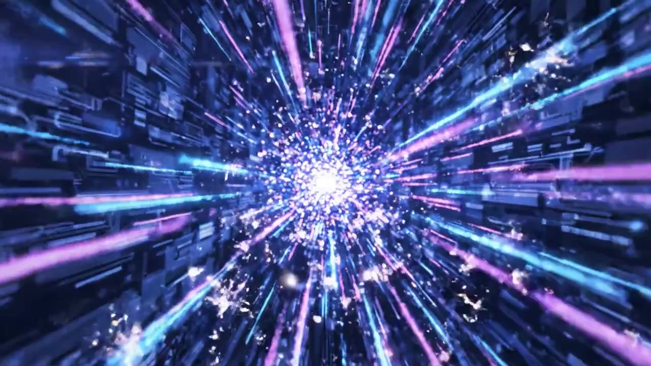 Esplosione Cosmica Vibrante: Una Rappresentazione Dinamica di Energia e Movimento Catturata in un Universo Digitale Astratto, che Irradia Colori Vivaci e Motivi di Luce Pulsante