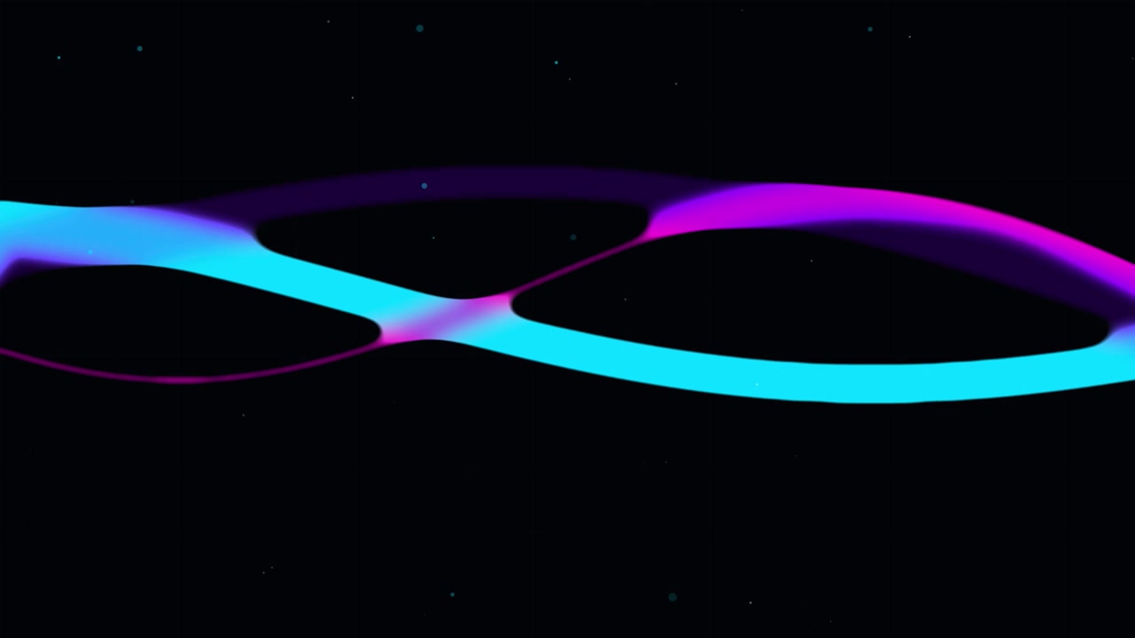 Sfondo astratto con movimento di onde al neon e particelle fluttuanti