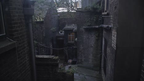 day shot of dark creepy alley rooftop view