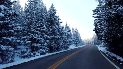 pov driving in the mountains after a snow storm