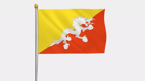 loop video of bhutan flag  fluttering in the wind, slow motion video of 4k , with alpha channel