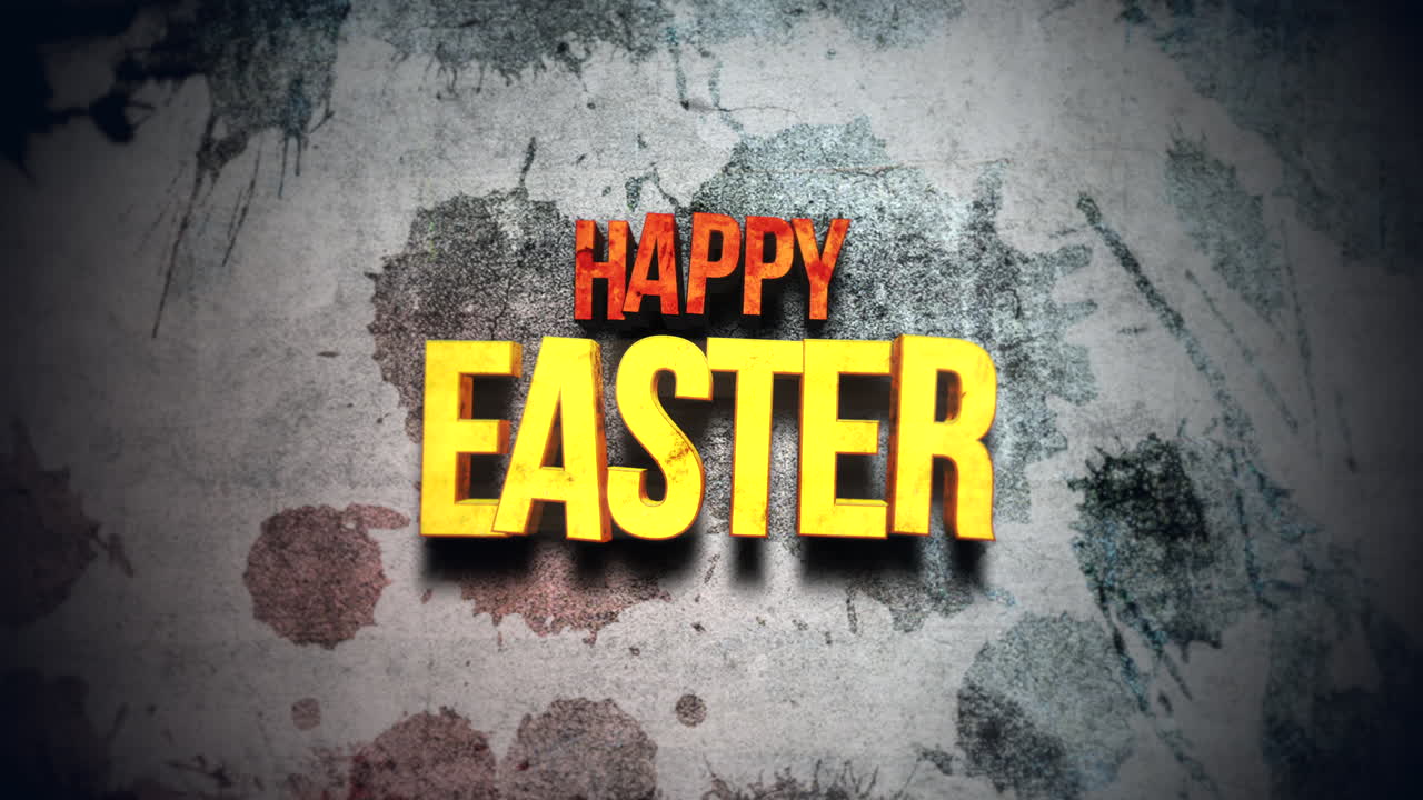 Happy Easter text with grunge texture wall