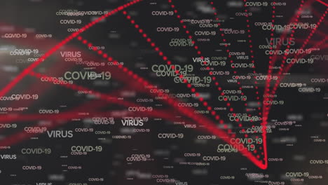 dna structure against covid-19 and virus text on black background