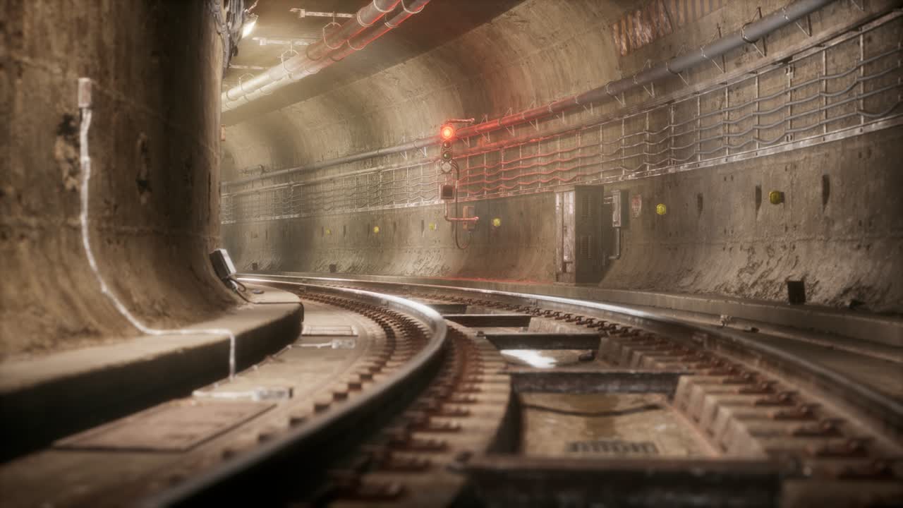 viejo y oscuro túnel de metro abandonado