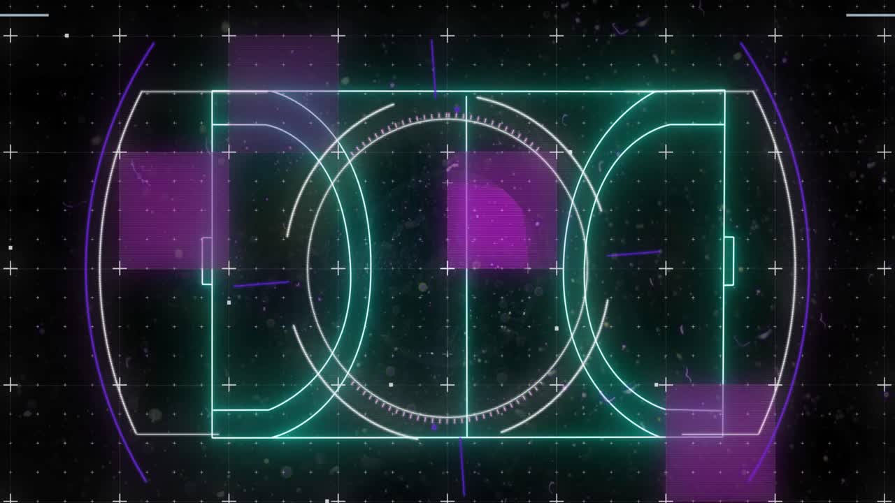 Animation of scope scanning and data processing over blue background