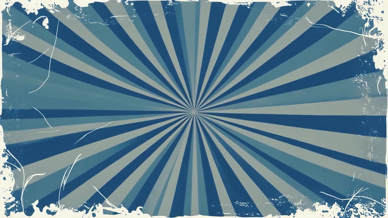 Animated Grunge Sunburst Background with Blue and Grey Radial Rays