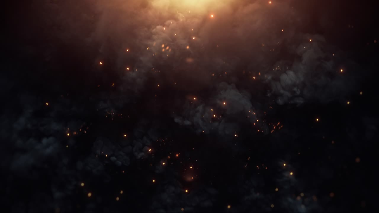 Dramatic Dark Smoke with Glowing Embers and Sparks