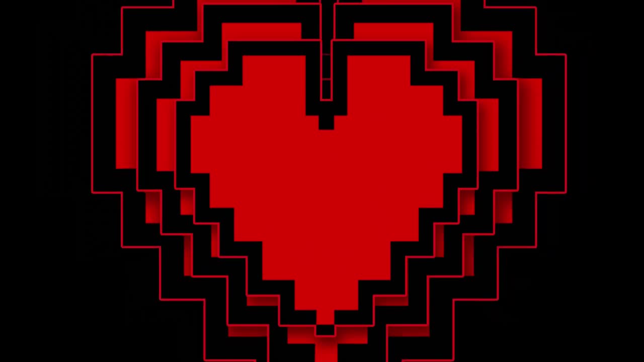 el latido del corazón del píxel sobre un fondo negro
