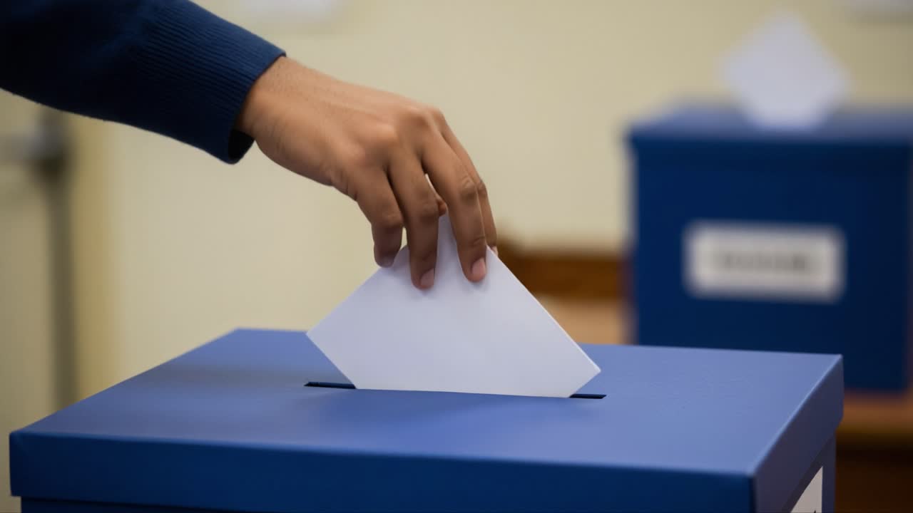 Engagement in Democratic Process: A Hand Casting a Vote into a Ballot Box, Symbolizing Citizen Participation in Elections and the Importance of Voting Rights