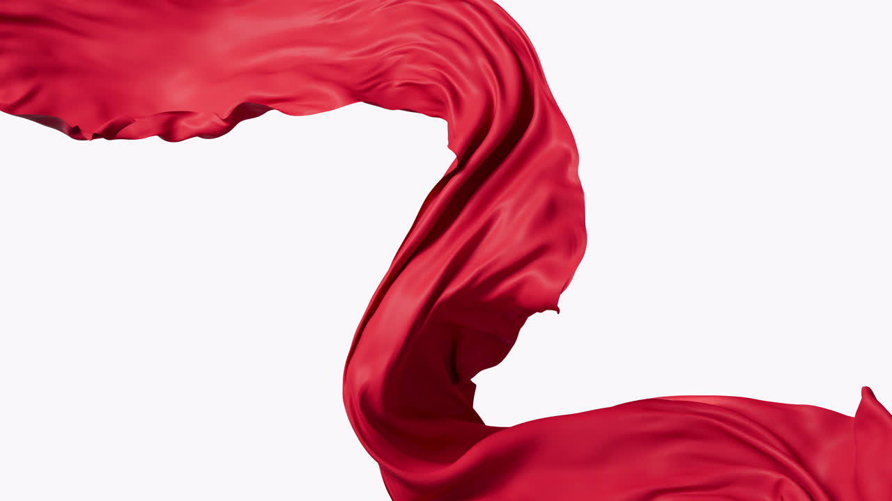 Flowing red wave cloth with alpha channel, 3d rendering.