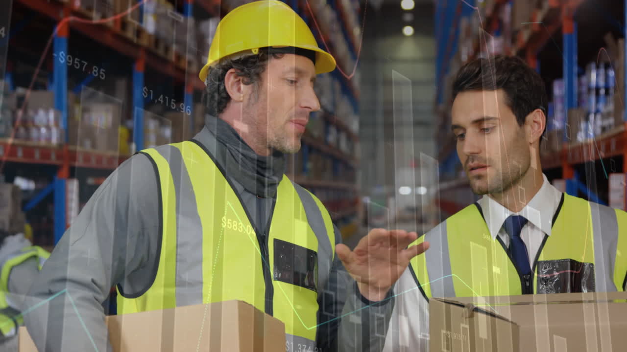 animación del procesamiento de datos sobre las personas que trabajan en el almacén