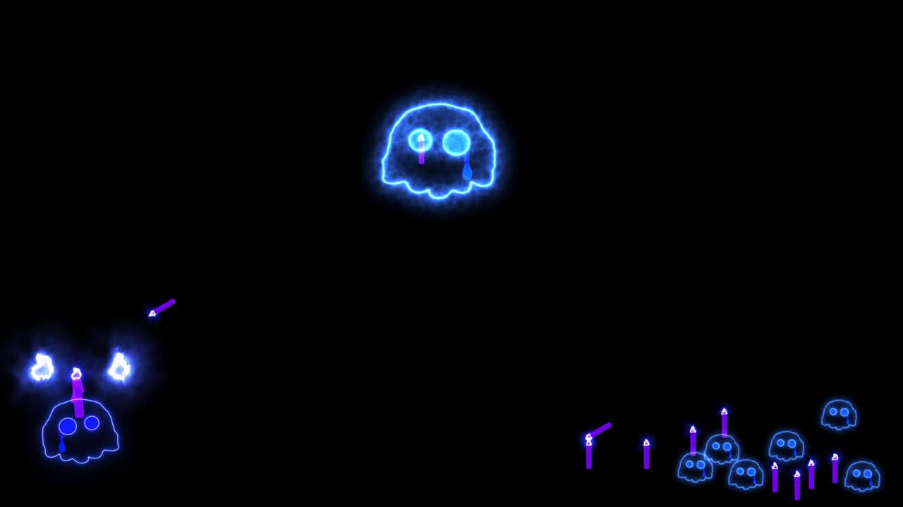 las calaveras intentan lanzar una vela de luz negra a la calavera llorona entonces el éxito feliz halloween aura efecto de texto aparecerá en la pantalla negra