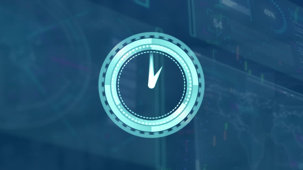 Animation of clock moving over data processing