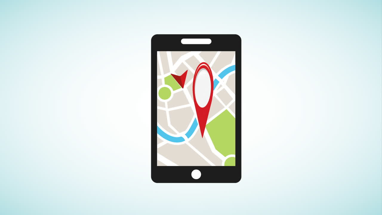 teléfono inteligente con mapa y marcadores de ubicación