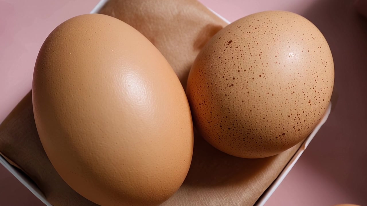 Close-up of Brown Easter Eggs with Flowers and Gift Box on Pink Background