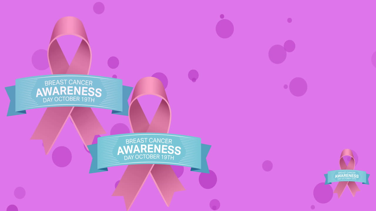 Animation of breast cancer awareness text over pink breast cancer ...