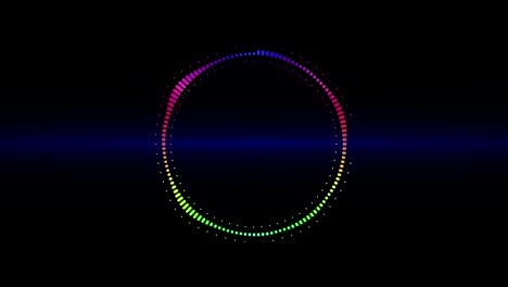 4k circle audio equalizer background with flare light flash random. music control levels. multicolored and loopable. motion graphic and background animation.