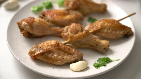 grilled chicken wings barbecue with pepper and garlic