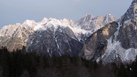 Driving-and-looking-over-the-highest-mountain-pass-in-Slovenia-of-Vrsic