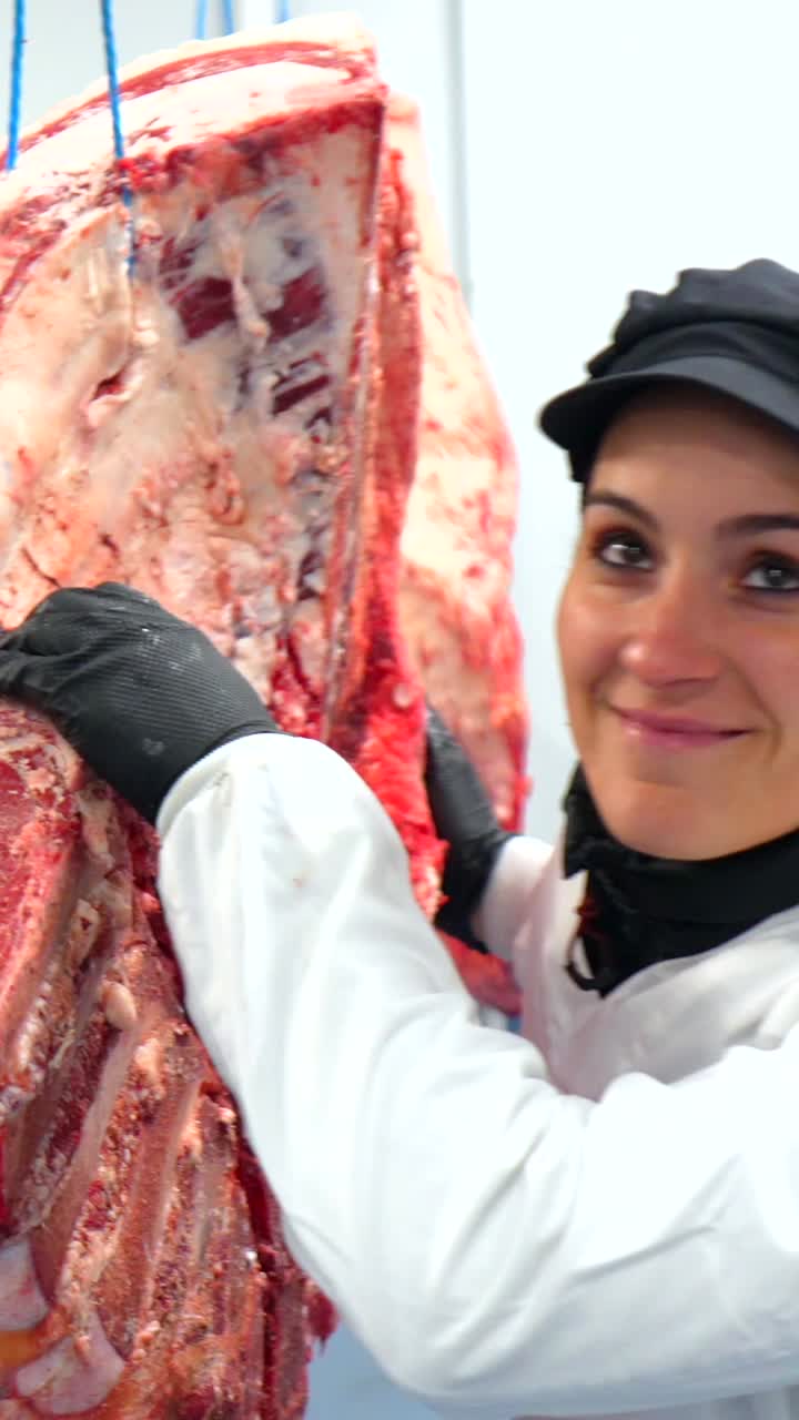 Woman working as a butcher