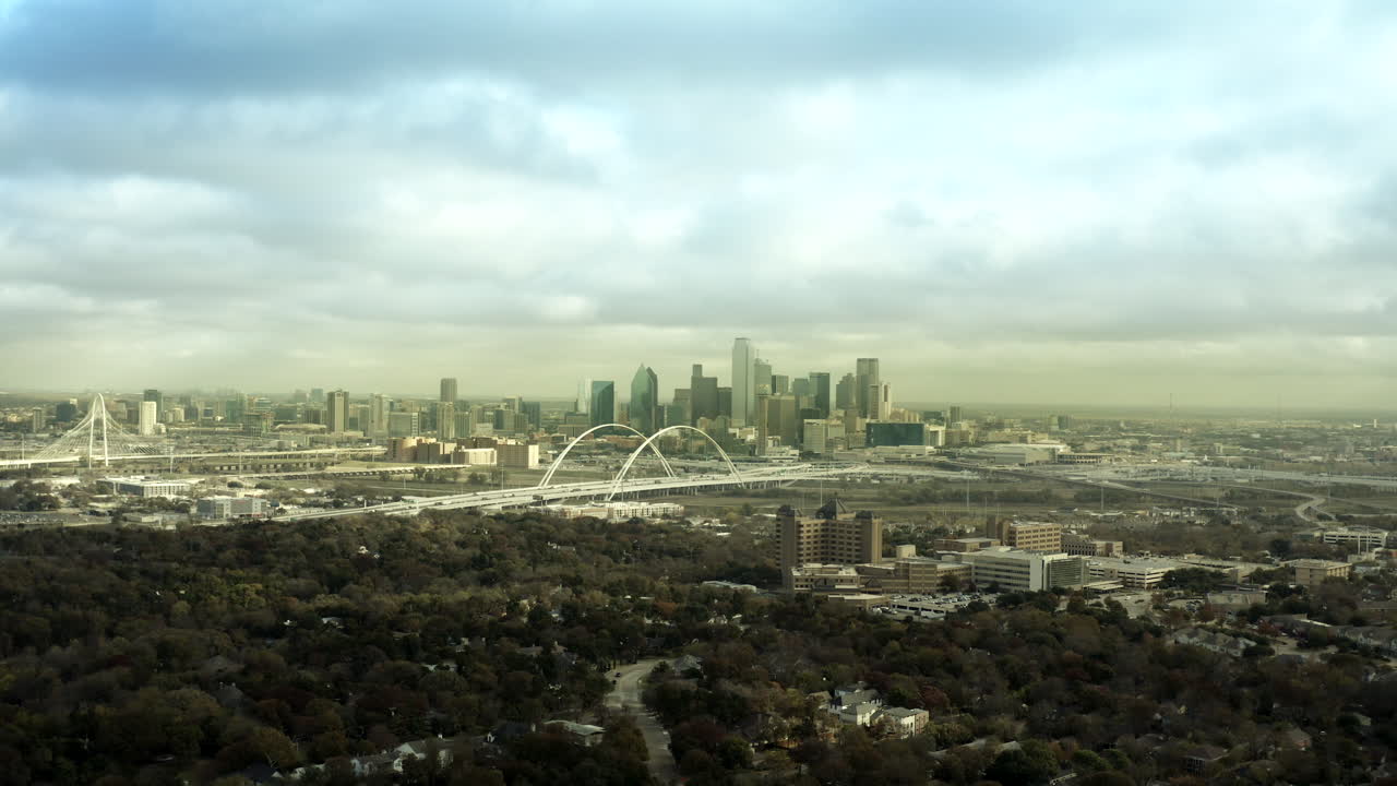 텍사스주 댈러스 다운타운의 드론 뷰