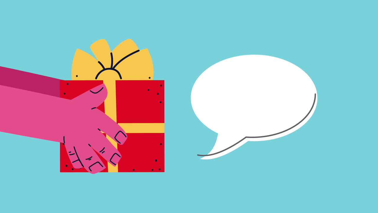 animación de felices navidades con las manos levantando regalo