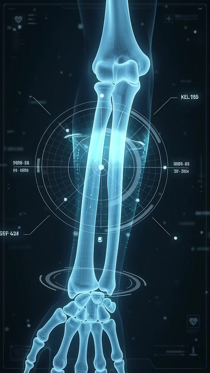 Animazione medica digitale a raggi X dell'anatomia del braccio umano