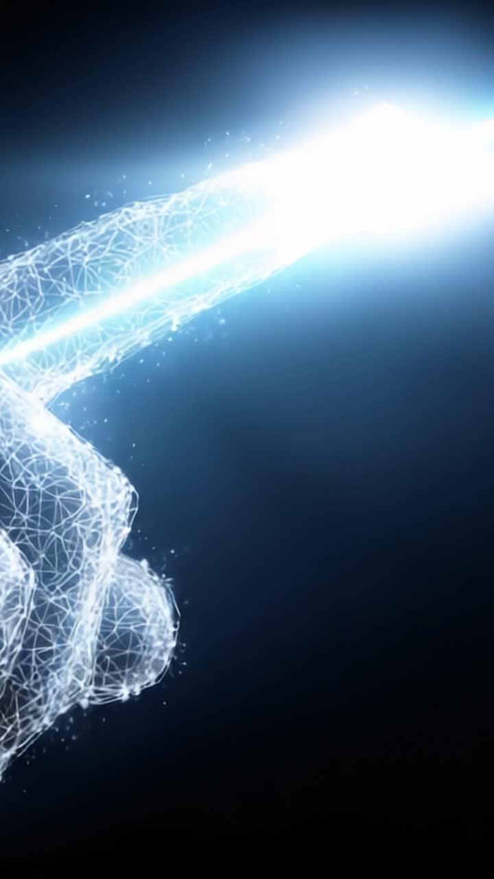 A Futuristic Representation of a Hand Pointing with Light Emitting from the Fingertip, Symbolizing Connection, Technology, and Innovation in a Digital Age