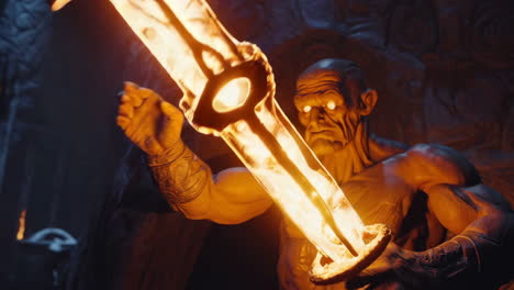 powerful orc warrior in a cave